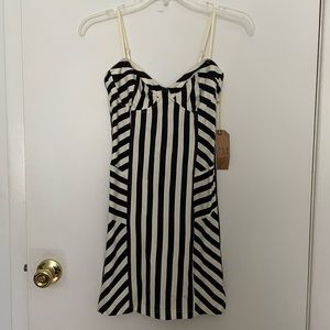 Billabong black white striped mini dress
